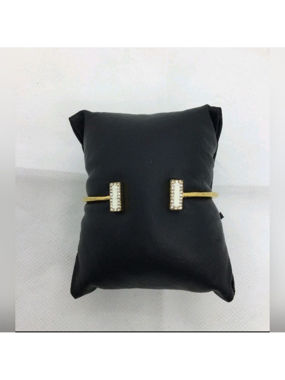 Kate Spade New York White Enamel Hinged Cuff Bracelet EUC